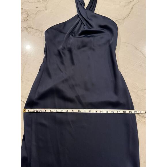 BHLDN Ruby Gown Sz 4 Women’s Navy Dress Twist Halter Satin Backless - Picture 10 of 11